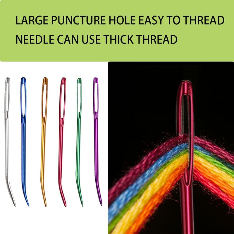 ZTEOFO 12 Pcs Large Big Eye Weaving Needles, Tapestry Needles Bent Kit, Colorful Bent Tip Tapestry Needle, Yarn Needle - Image 4